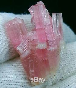 58 Ct RARE- MICROLITE ON DOUBLE TERMINATED PINK COLOR TOURMALINE CRYSTAL BUNCH