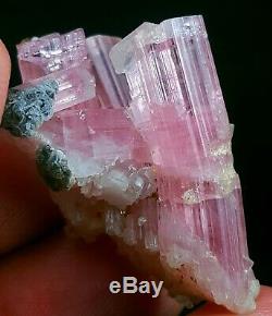 58 Ct RARE- MICROLITE ON DOUBLE TERMINATED PINK COLOR TOURMALINE CRYSTAL BUNCH