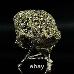 596g Natural Raw Pyrite Crystal Quartz Cluster Mineral Specimen Decoration Gift