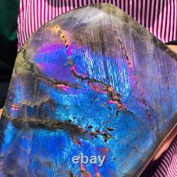 6.22LB Natural Flash Labradorite Purple Crystal Rough Healing Specimen 1024