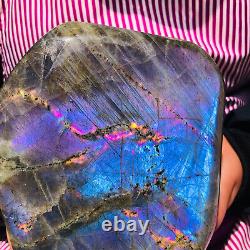 6.22LB Natural Flash Labradorite Purple Crystal Rough Healing Specimen 1024