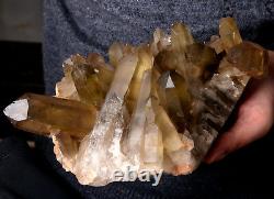 6.2lb Natural Clear Smoky Citrine Quartz Point Crystal Cluster Healing Mineral