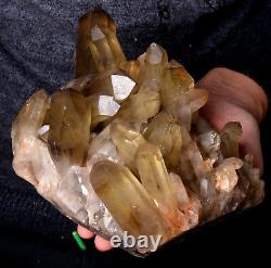 6.2lb Natural Clear Smoky Citrine Quartz Point Crystal Cluster Healing Mineral