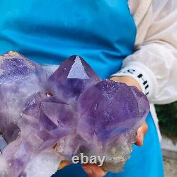 6.32LB Natural Amethyst geode quartz cluster crystal specimen Healing