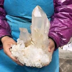 6.38LB Natural Transparent White Quartz Crystal Cluster Specimen Healing