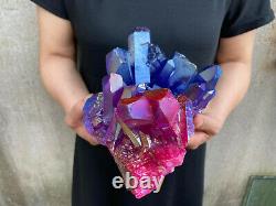 6.6LB titanium rainbow aura quartz cluster point healing crystal specimen reiki