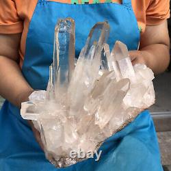 6.71LB Natural White Clear Quartz Crystal Cluster Rough Healing Specimen