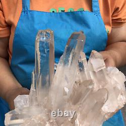 6.71LB Natural White Clear Quartz Crystal Cluster Rough Healing Specimen