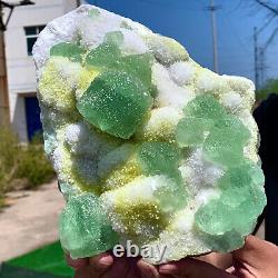 6.73LB Natural green cubic fluorite crystal cluster mineral sample