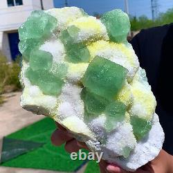 6.73LB Natural green cubic fluorite crystal cluster mineral sample
