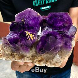6.98LB Natural Amethyst geode quartz cluster crystal specimen Healing