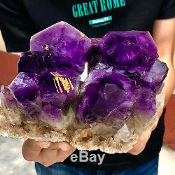 6.98LB Natural Amethyst geode quartz cluster crystal specimen Healing