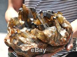 6085g Large natural smoky citrine quartz rock crystal cluster point specimen rei