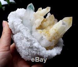696.9g New Find Green&Yellow Phantom Quartz Crystal Cluster Mineral Specimen