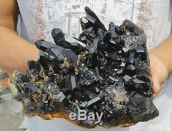 7.07lb AA++ NATURAL Beautiful Black Quartz Crystal Cluster Specimen