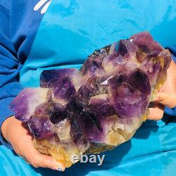7.08LB Natural quartz purple crystal cluster ore sample Reiki spiritual healing