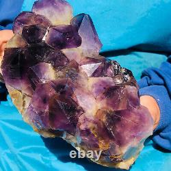 7.08LB Natural quartz purple crystal cluster ore sample Reiki spiritual healing
