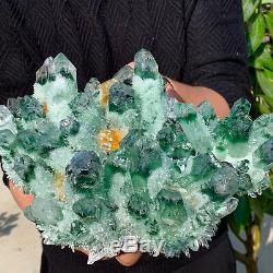 7.34LB New Find Green Phantom Quartz Crystal Cluster Mineral Specimen Healing