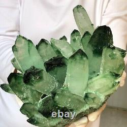 7.39LB Find Green Phantom Quartz Crystal Cluster Mineral Specimen Healing F840
