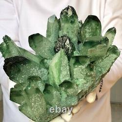7.39LB Find Green Phantom Quartz Crystal Cluster Mineral Specimen Healing F840
