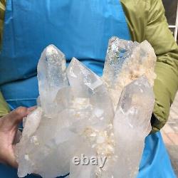 7.3LB Clear Natural Beautiful White QUARTZ Crystal Cluster Specimen