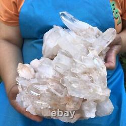 7.48LB Natural Transparent White Quartz Crystal Cluster Specimen Healing