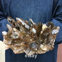 7.4LB Natural smokey Citrine quartz cluster crystal specimen point healing OT496