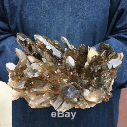7.4LB Natural smokey Citrine quartz cluster crystal specimen point healing OT496