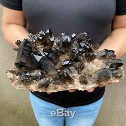 7.5LBS Huge Natural Smoky Quartz Cluster Crystal Specimen Wand Point healing B23