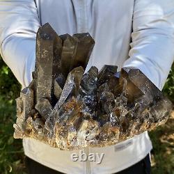 7.63LB Natural Beautiful Black Quartz Crystal Cluster Mineral Specimen Rare
