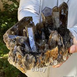 7.63LB Natural Beautiful Black Quartz Crystal Cluster Mineral Specimen Rare