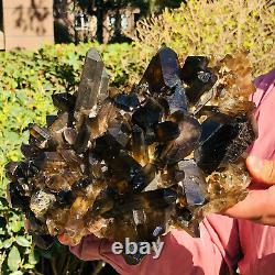 7.70LB Natural BROWN cluster mineral specimen quartz crystal healing