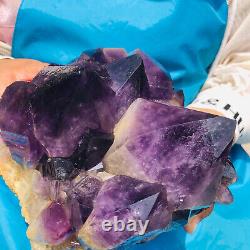 7.74LB Natural Amethyst geode quartz cluster crystal specimen Healing