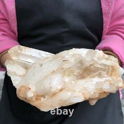 7.78LB Natural Transparent White Quartz Crystal Cluster Specimen Healing 722