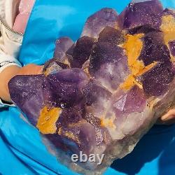 7.7LB Natural Amethyst geode quartz cluster crystal specimen Healing