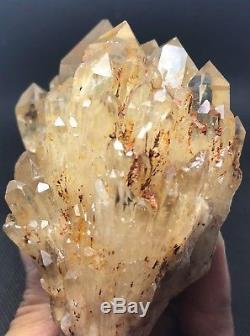 748g Real Clear Natural Citrine Quartz Crystal Clusters Pyramid Healing/Congo