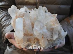7560g Large nature clear quartz crystal quartz cluster point specimen reiki heal