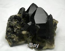 7607g Rare Beautiful Black QUARTZ Crystal Cluster Tibetan Specimen