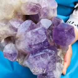 8.22LB Natural Amethyst quartz cluster crystal specimen Healing 3740g