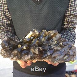 8.2lb 3.9 Natural Beautiful Black Quartz Crystal Cluster Tibetan Specimen BK7
