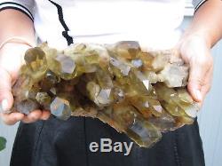8.49lb NATURAL Citrine Smokey quartz crystal cluster Point Specimens