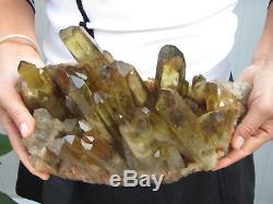 8.49lb NATURAL Citrine Smokey quartz crystal cluster Point Specimens
