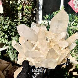 8.61LB Clear Natural Beautiful White QUARTZ Crystal Cluster Specimen