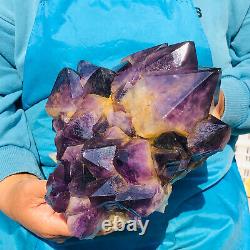 8.62LB Natural quartz purple crystal cluster ore sample Reiki spiritual healing