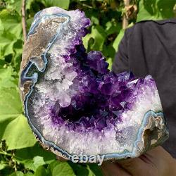 8.84LB Natural Amethyst geode quartz cluster crystal specimen Healing