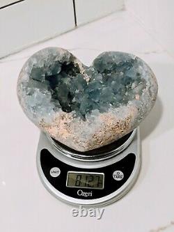 8.8LB Natural Celestite Geode Crystal Cluster Heart Mineral Specimens Healing