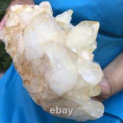 8.91LB Natural White Clear Quartz Crystal Cluster Rough Healing Specimen