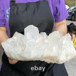 8.94LB Natural White Clear Quartz Crystal Cluster Rough Healing Specimen