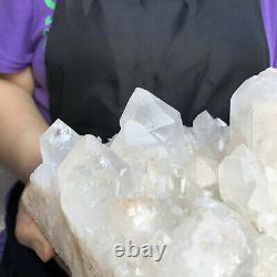 8.94LB Natural White Clear Quartz Crystal Cluster Rough Healing Specimen