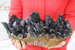 8200g Natural Beautiful Black QUARTZ Crystal Cluster Mineral Specimen B91